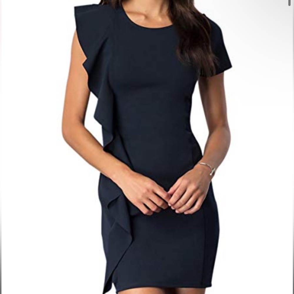 A Cheryl NYC Creation adorable navy ruffled dress! NWT!